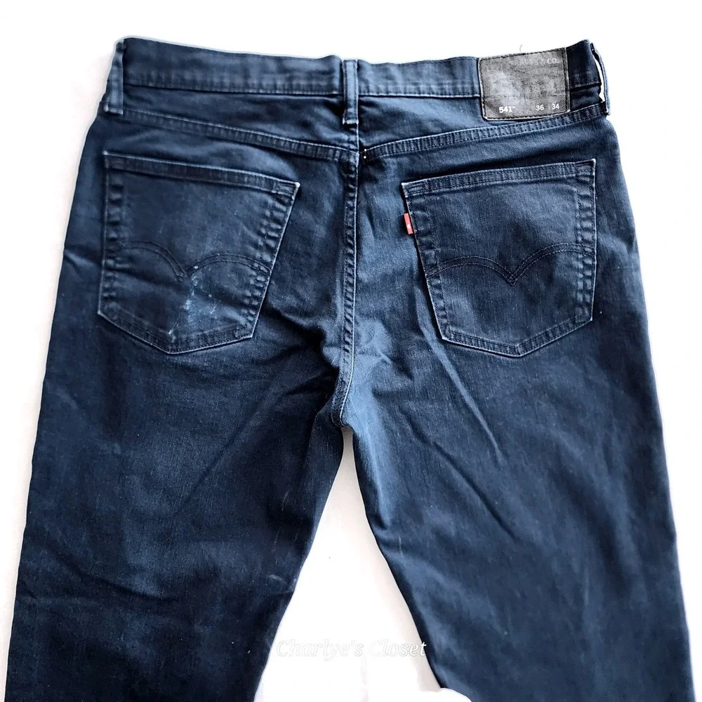 Levis Mens 541 Stretch Athletic Fit Dark Wash Red Tab‎ Jeans 36x34 (Fits 36x33)